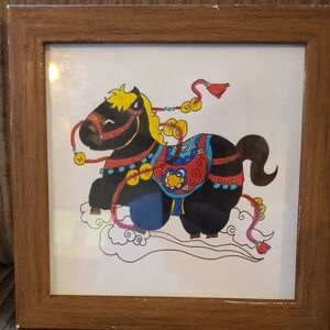 Framed Colorful Horse Handmade Artwork